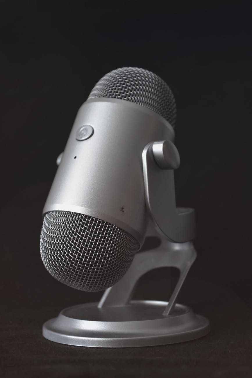 silver desk microphone